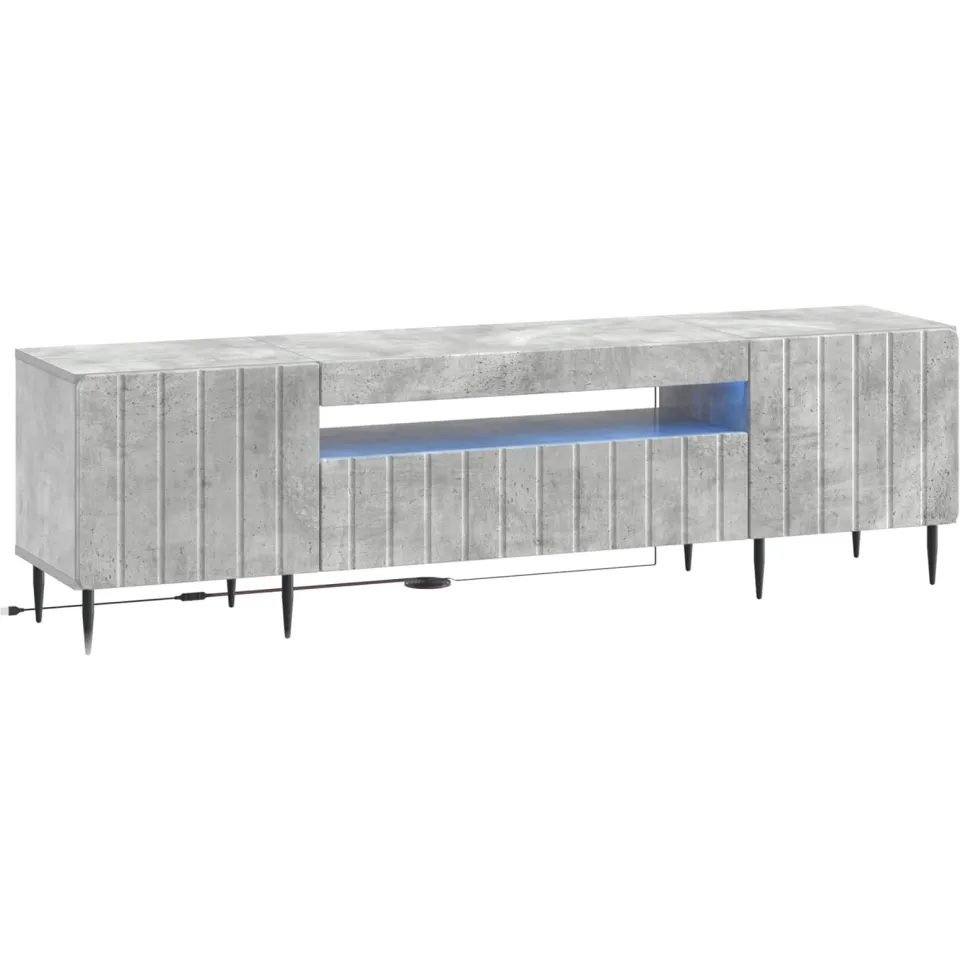 vidaXL LED tv-meubel ZWOLLE 153 x 35 x 43 cm Betongrijs Bewerkt hout grijs, foto 3