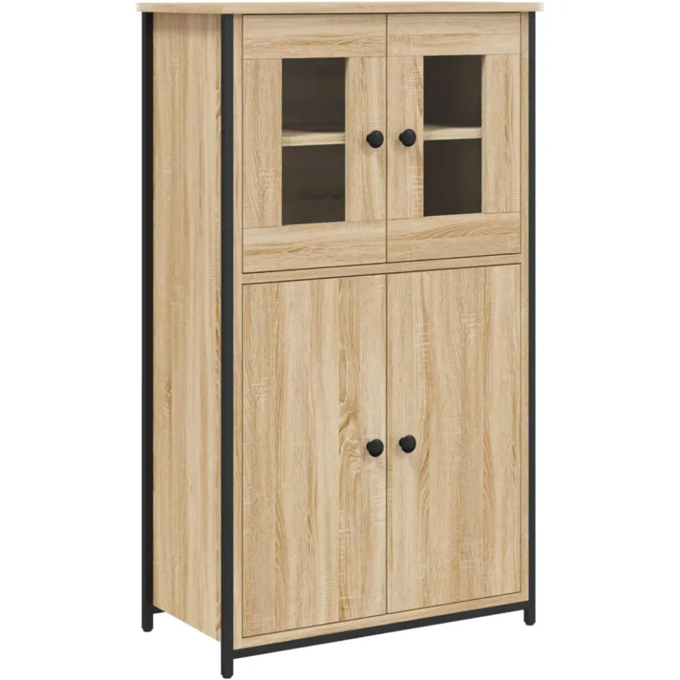 vidaXL Hoge kast 62x32x106,5 cm bewerkt hout sonoma eikenkleurig, foto 3