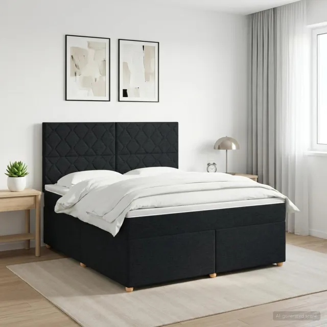 vidaXL Boxspringbed met matras met hoofdeinde Zwart 140 x 200 cm Stof