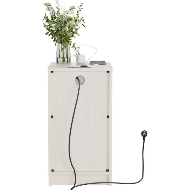 REDOM Nachtkastje - Met laadstation - USB-A USB-C en AC-stopcontact - Met lade - Slaapkamer - MDF - Wit - 33 x 40 x 61,5 cm