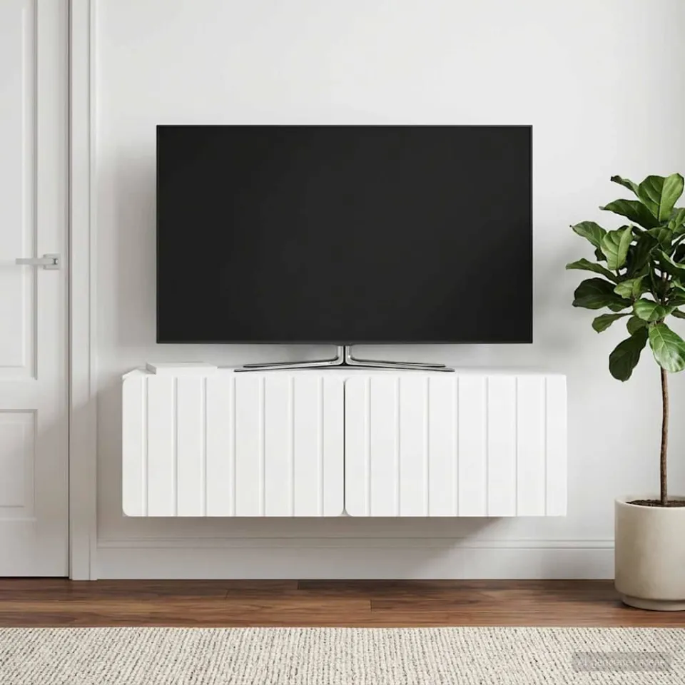 vidaXL Wandbeugel TV-kast 98 x 41 x 30 cm Hoogglans Wit Bewerkt hout, foto 4