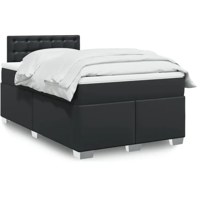 vidaXL Boxspring met matras kunstleer zwart 120x190 cm