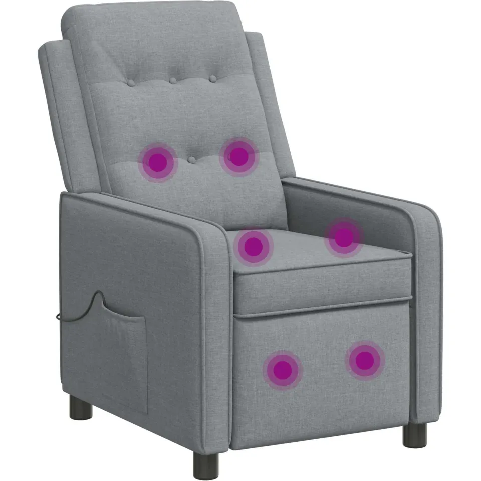 vidaXL Massage-relaxstoel Lichtgrijs 65 x 93 x 102 cm Stof, foto 3