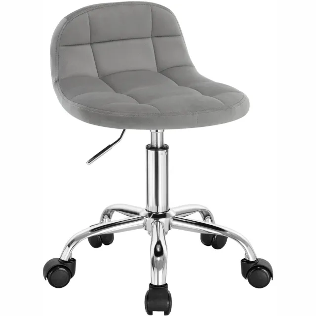Ropilly 360 Graden Draaibare Computerstoel - Voor Thuiswerkplek en Slaapkamer - Lichtgrijze Fluwelen Bureaustoel - Ergonomisch Design - Lichtgrijs Light Gray