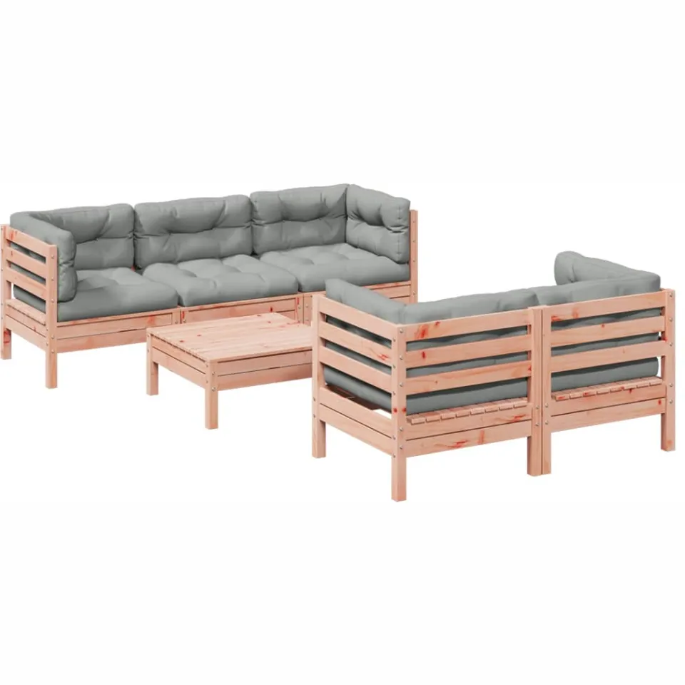 vidaXL 6-delige Loungeset met kussens massief douglas vurenhout Bruin