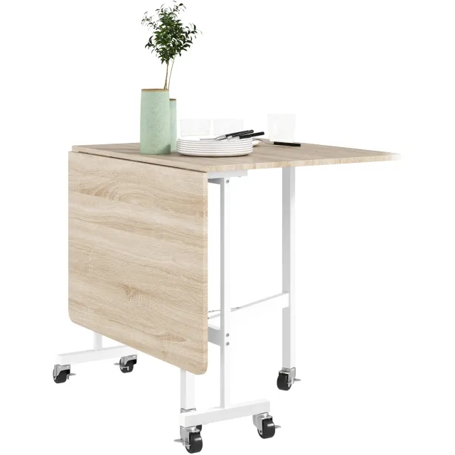 Homcom Opklapbare eettafel - Spaanplaat, Staal - 120x80x73cm - Eikenhout