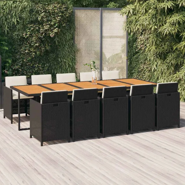 vidaXL 11-delige Tuinset met kussens poly rattan zwart, foto 2