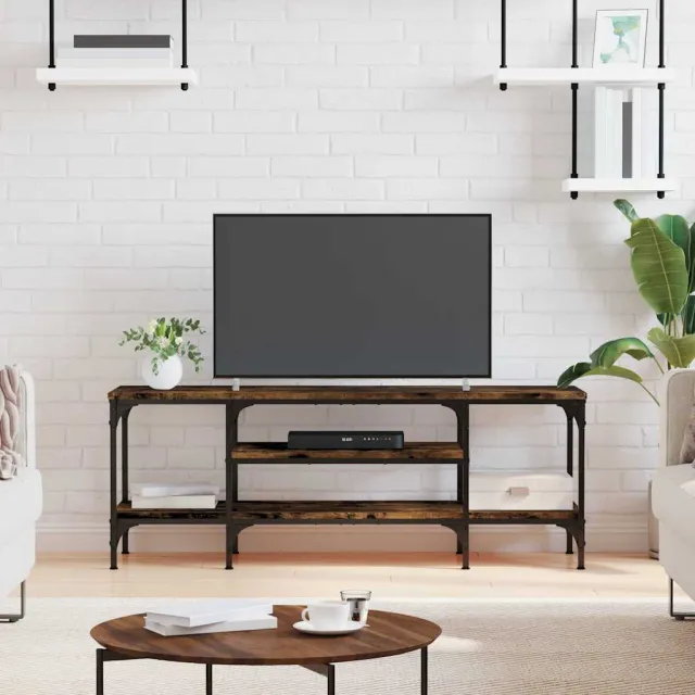 vidaXL Tv-meubel 121x35x45 cm bewerkt hout en ijzer gerookt eikenkleur, foto 2