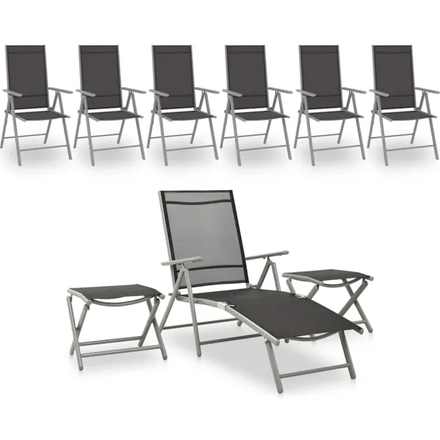 vidaXL 9-delige Loungeset zwart en zilverkleurig, foto 2