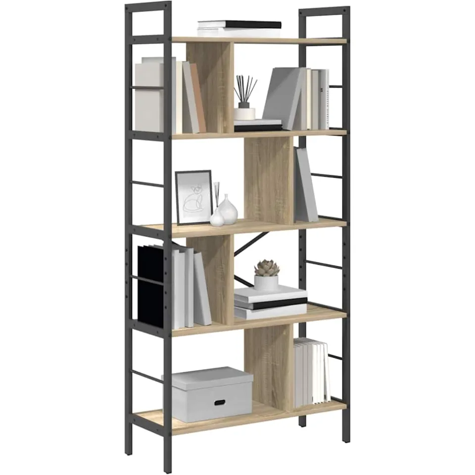 vidaXL Boekenkast 9-laags 75 x 30 x 156 cm Bewerkt hout Sonoma Eiken Bruin