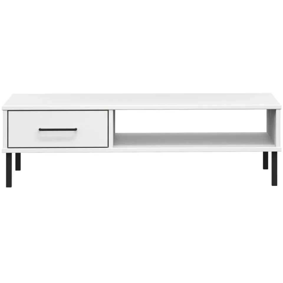 vidaXL Salontafel met metalen poten OSLO massief grenenhout wit