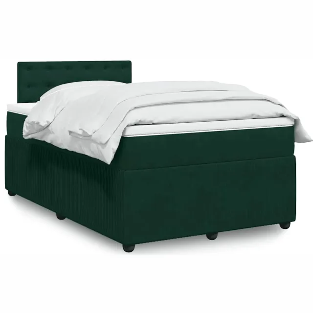 vidaXL Boxspring met matras fluweel donkergroen 120x190 cm groen