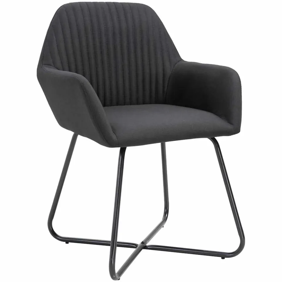 vidaXL Eetkamerstoelen 6 st stof zwart, foto 2
