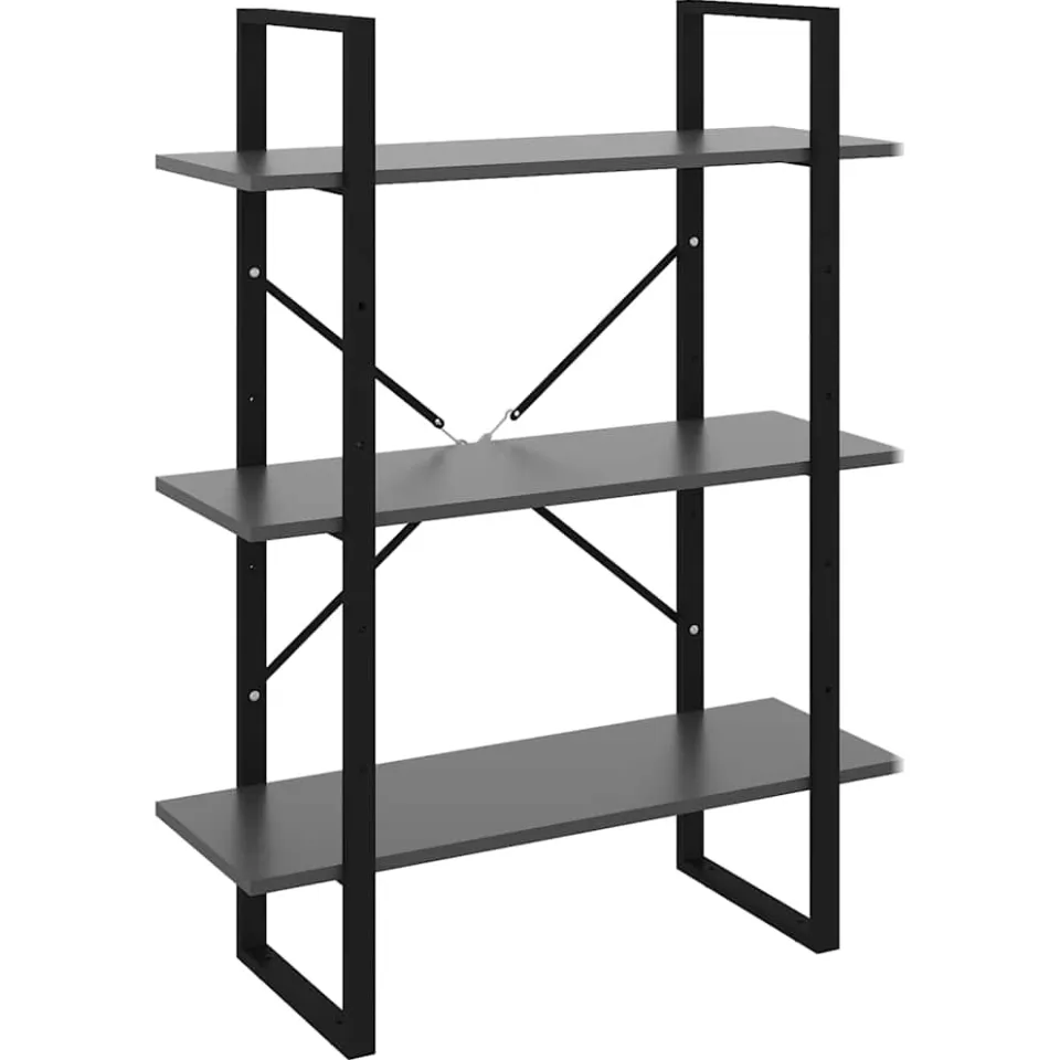 vidaXL Boekenkast 80x30x105 cm bewerkt hout grijs, foto 3