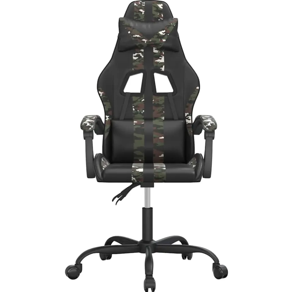 vidaXL Gamestoel draaibaar kunstleer zwart en camouflage Groen