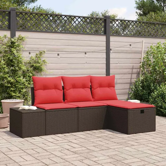 vidaXL Tuin Sofa Set 4 st poly rattan grijs, foto 2