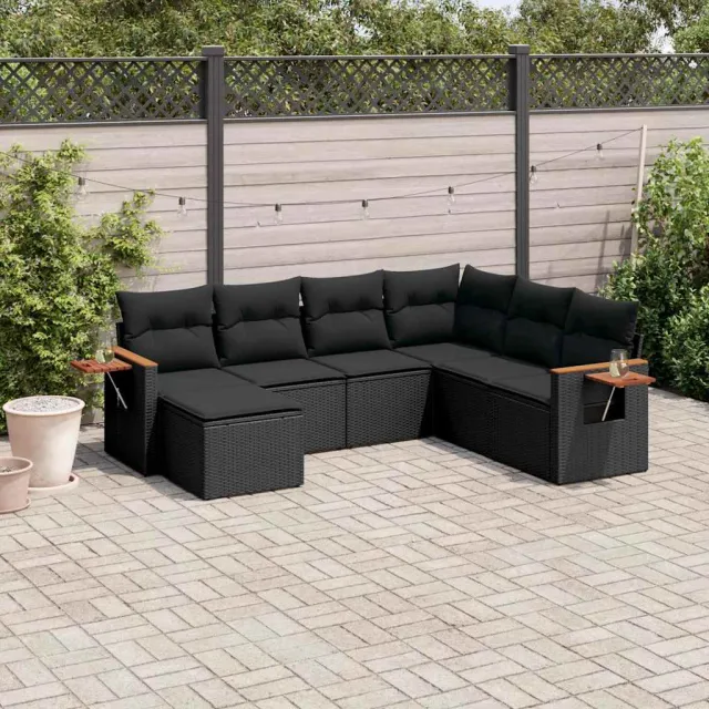 vidaXL Patio Sofa Set 7-zits Black, foto 2