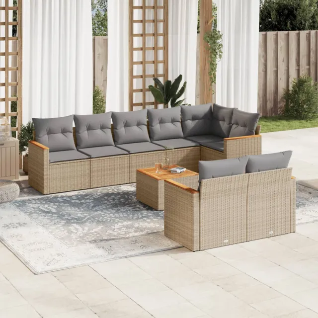 vidaXL Patio Sofa Set 9-zits Beige en Grijs, foto 2