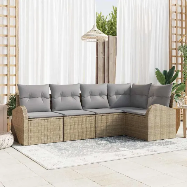 vidaXL Bankstel 5 st Beige Polyester