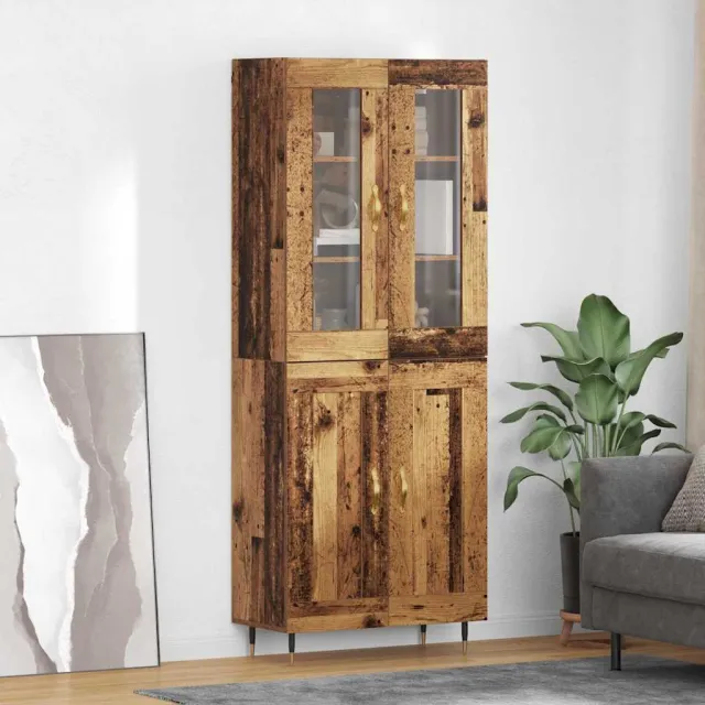 vidaXL Hoge kast 2 st Oudhout 69,5 x 34 x 180 cm Bewerkt hout Bruin