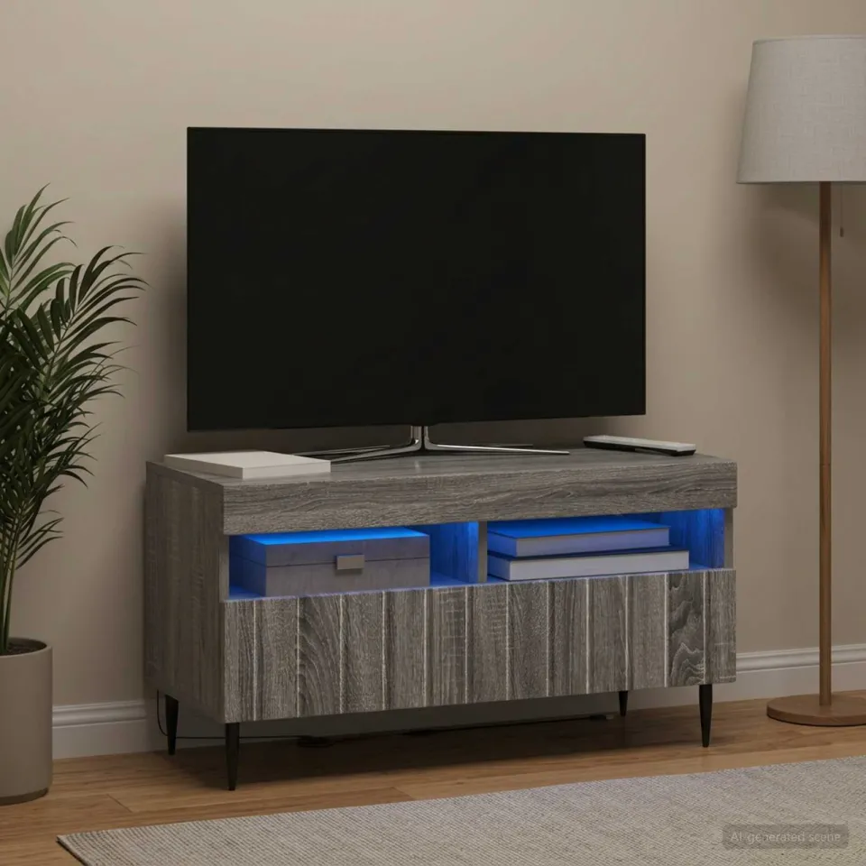 vidaXL LED tv-meubel ZWOLLE 81 x 35 x 43 cm Grijs Sonoma Bewerkt hout, foto 4