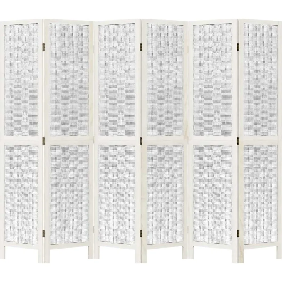 vidaXL Kamerscherm met 6 panelen massief paulowniahout wit, foto 5