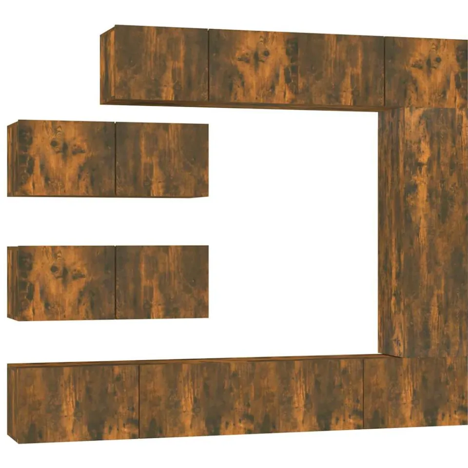 vidaXL 7-delige Tv-meubelset bewerkt hout gerookt eikenkleurig Bruin