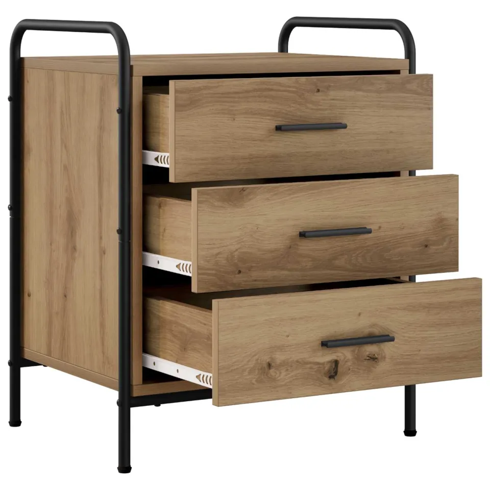 vidaXL Nachtkastje Artisanaal eiken 48 x 36,5 x 60 cm Bewerkt hout Bruin