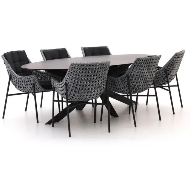 Manifesto Furniture Manifesto Novara/Furato ellips 240cm dining tuinset 7-delig grijs, foto 2