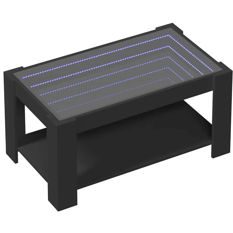 vidaXL Salontafel met LED 93x53x45 cm bewerkt hout zwart, foto 4