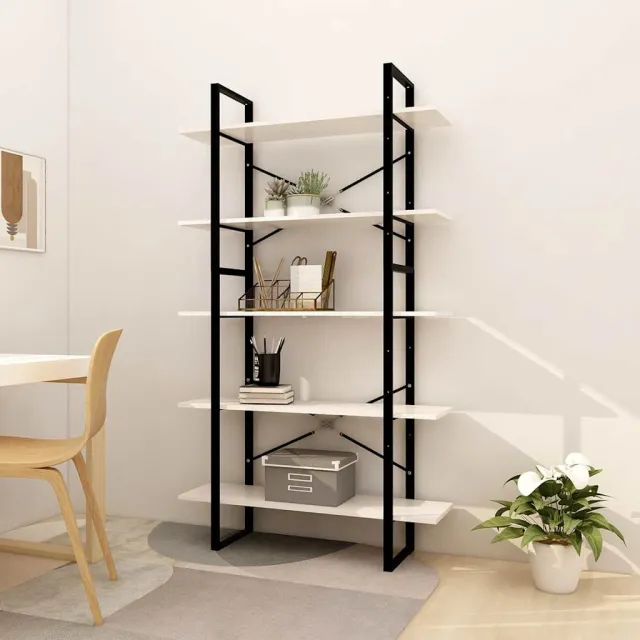 vidaXL Boekenkast met 5 schappen 100x30x175 cm grenenhout wit, foto 2