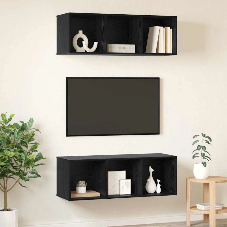 vidaXL Tv-meubelset 2 st 37 x 37 x 107 cm Zwart Eiken, foto 3