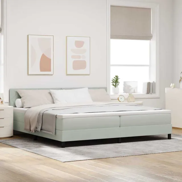 vidaXL LED Box Spring Bed Lichtgrijs 200 x 200 cm Fluweel grijs