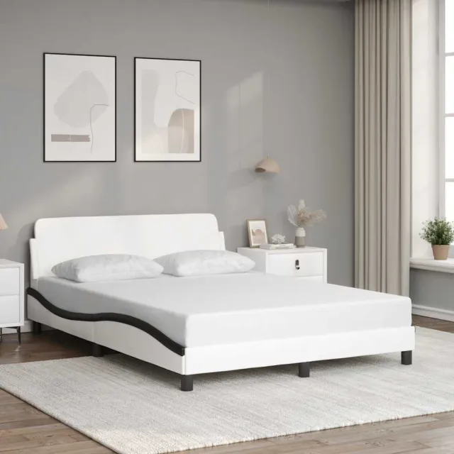 vidaXL Bedframe "Dover" kunstleer wit en zwart 140x190 cm