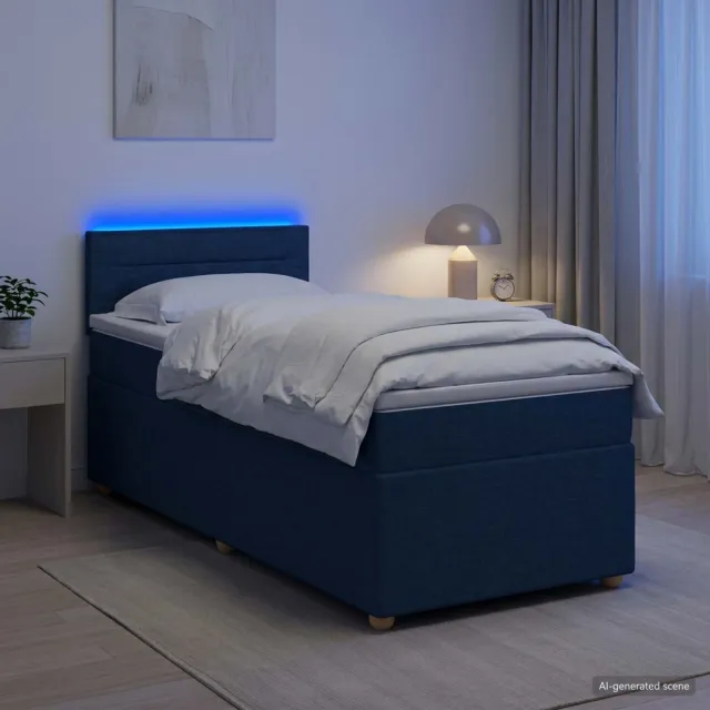 vidaXL Boxspringbed met matras met hoofdeinde Blauw 100 x 200 cm Stof