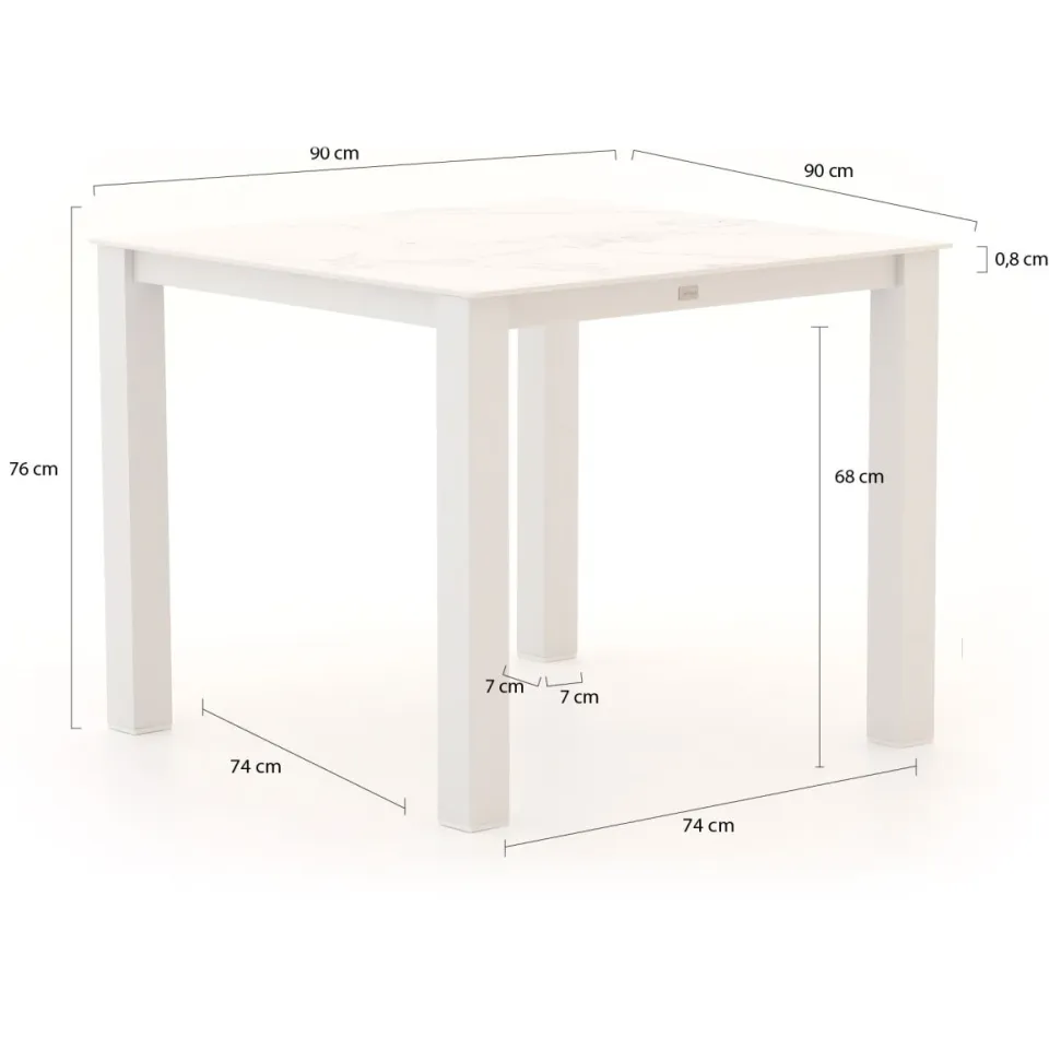 Bellagio tuinmeubelen Bellagio Lagundo dining tuintafel 90x90cm wit, foto 3