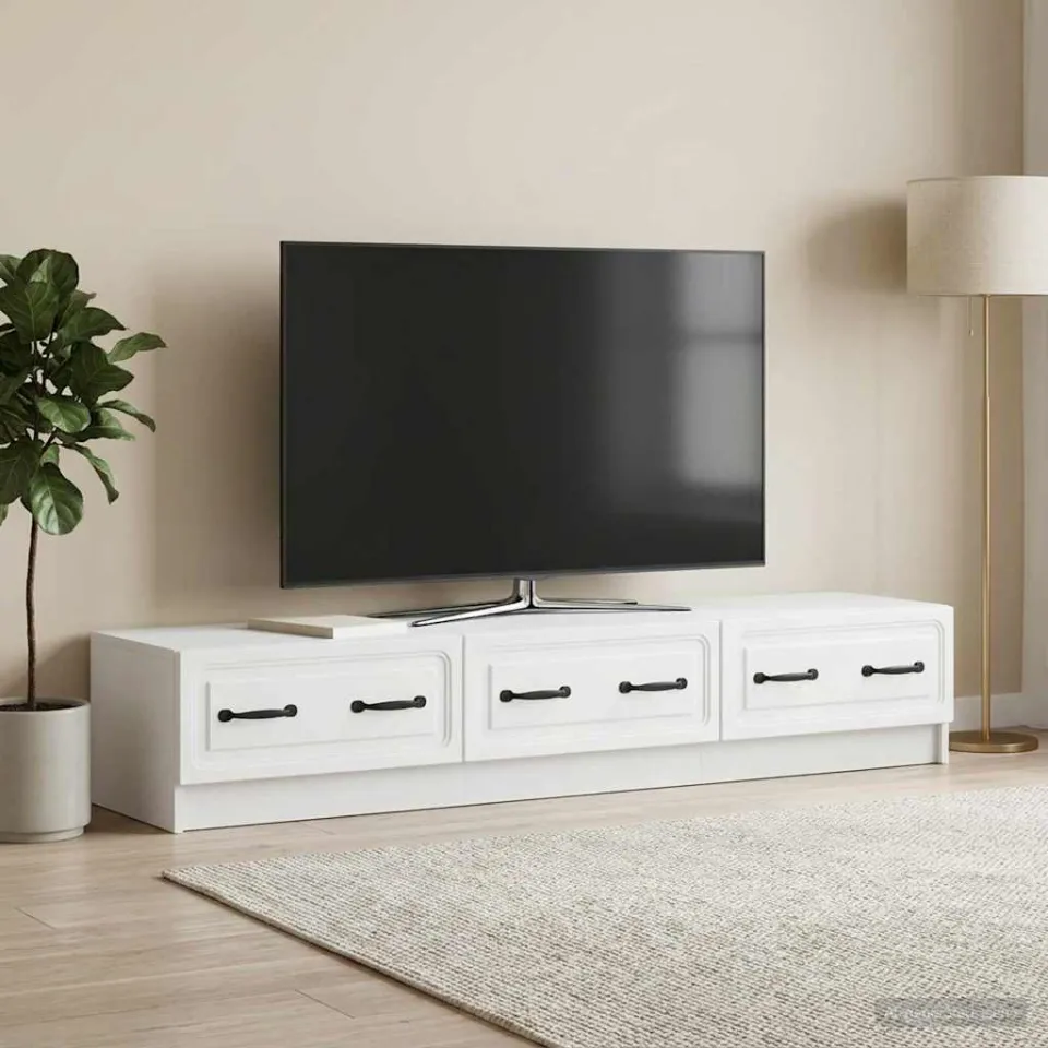 vidaXL TV-kast met lade Wit 147 x 34,5 x 27 cm Bewerkt hout, foto 4