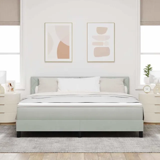 vidaXL LED Box Spring Bed Lichtgrijs 180 x 200 cm Fluweel