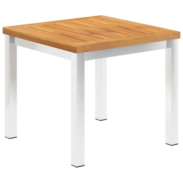 vidaXL Tuinbijzettafel 45x45x38 cm massief acaciahout roestvrij staal Bruin