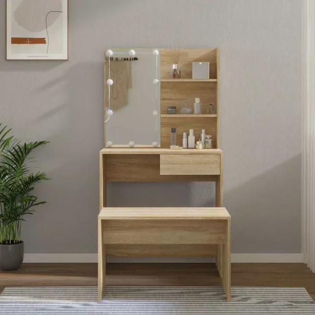 vidaXL Kaptafelset met LED's bewerkt hout sonoma eikenkleurig, foto 2