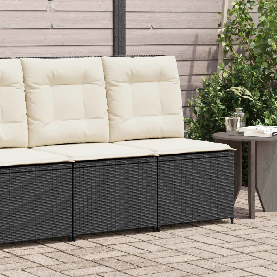 vidaXL Tuinbank Zwart en Cream Wit poly rattan, foto 4