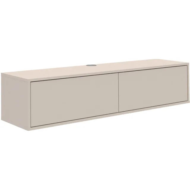 mokebo Zwevend TV-Meubel Kasjmier (160x36 cm) 'Das Schwebende' - Houten TV-Kast voor Wandmontage, Made in Germany, Modern TV-Dressoir zonder Poten, Hangend Meubel in Grijs-Beige Grijs Beige