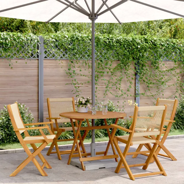 vidaXL 5-delige Tuinset polypropeen en massief hout beige, foto 2