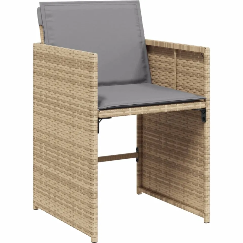 vidaXL 15-delige Tuinset met kussens poly rattan gemengd beige, foto 4