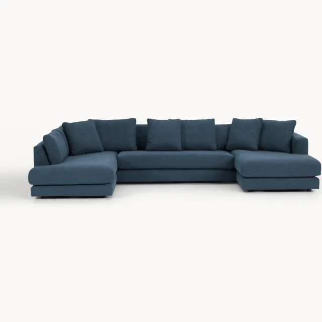 Westwing Collection XL bouclé bank Tribeca Blauw