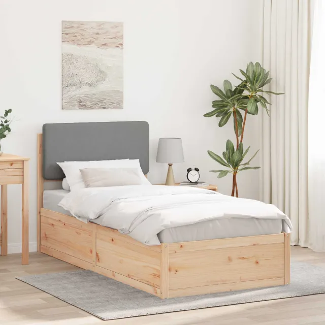 vidaXL Bedframe met Gevoerd Hoofdgedeelte Lichtgrijs 80 x 200 cm