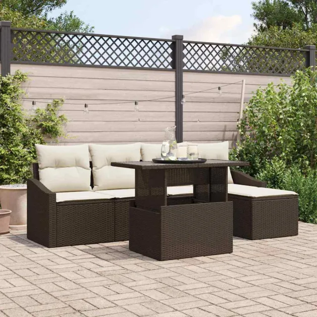 vidaXL Tuin Sofa Set 6 st Bruin en Crème poly rattan, foto 2