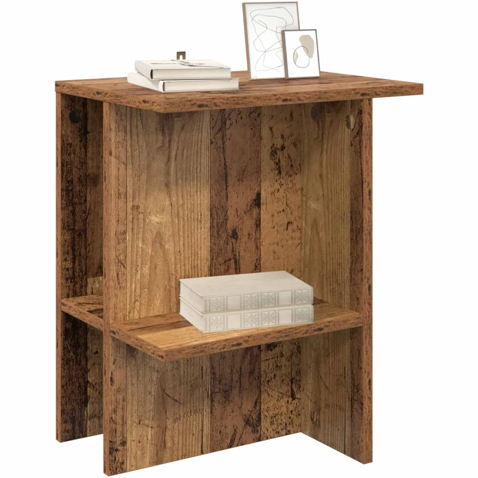 vidaXL Salontafel Oud hout 40 x 30 x 49 cm Bewerkt hout Bruin