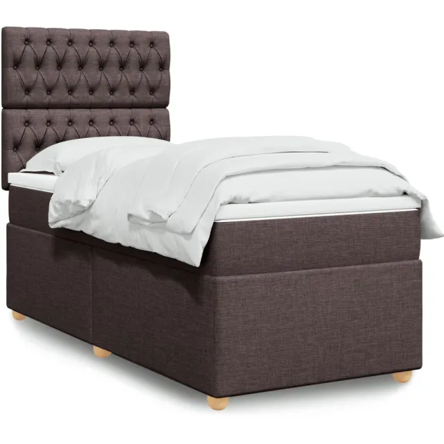vidaXL Boxspring met matras stof donkerbruin 90x190 cm bruin