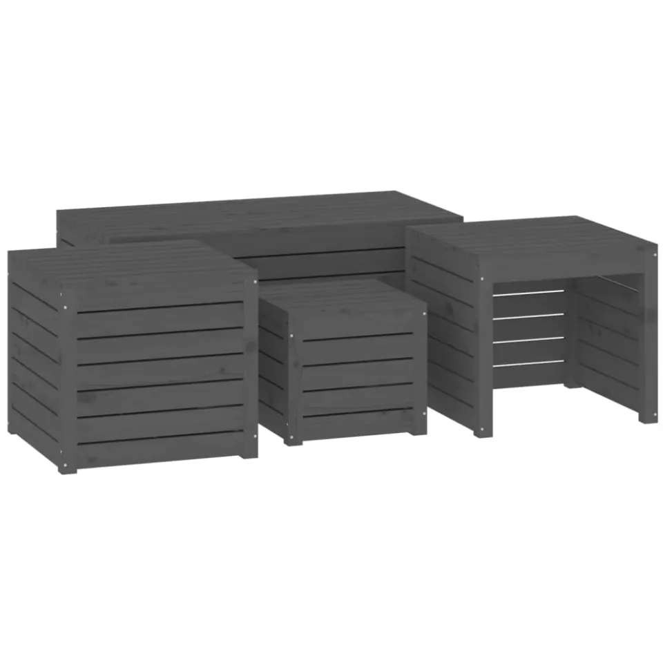 vidaXL 4-delige Tuinboxset massief grenenhout grijs